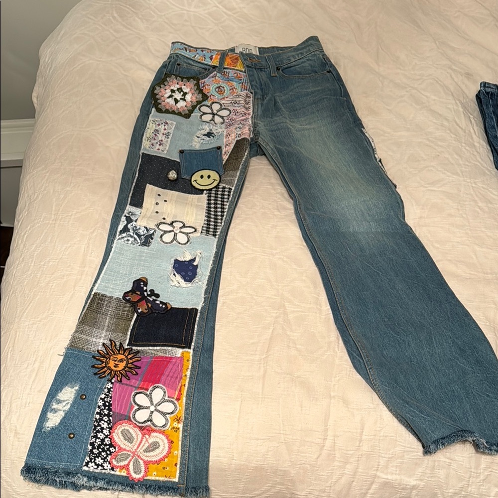 BDG UO Patchwork Blue Jeans